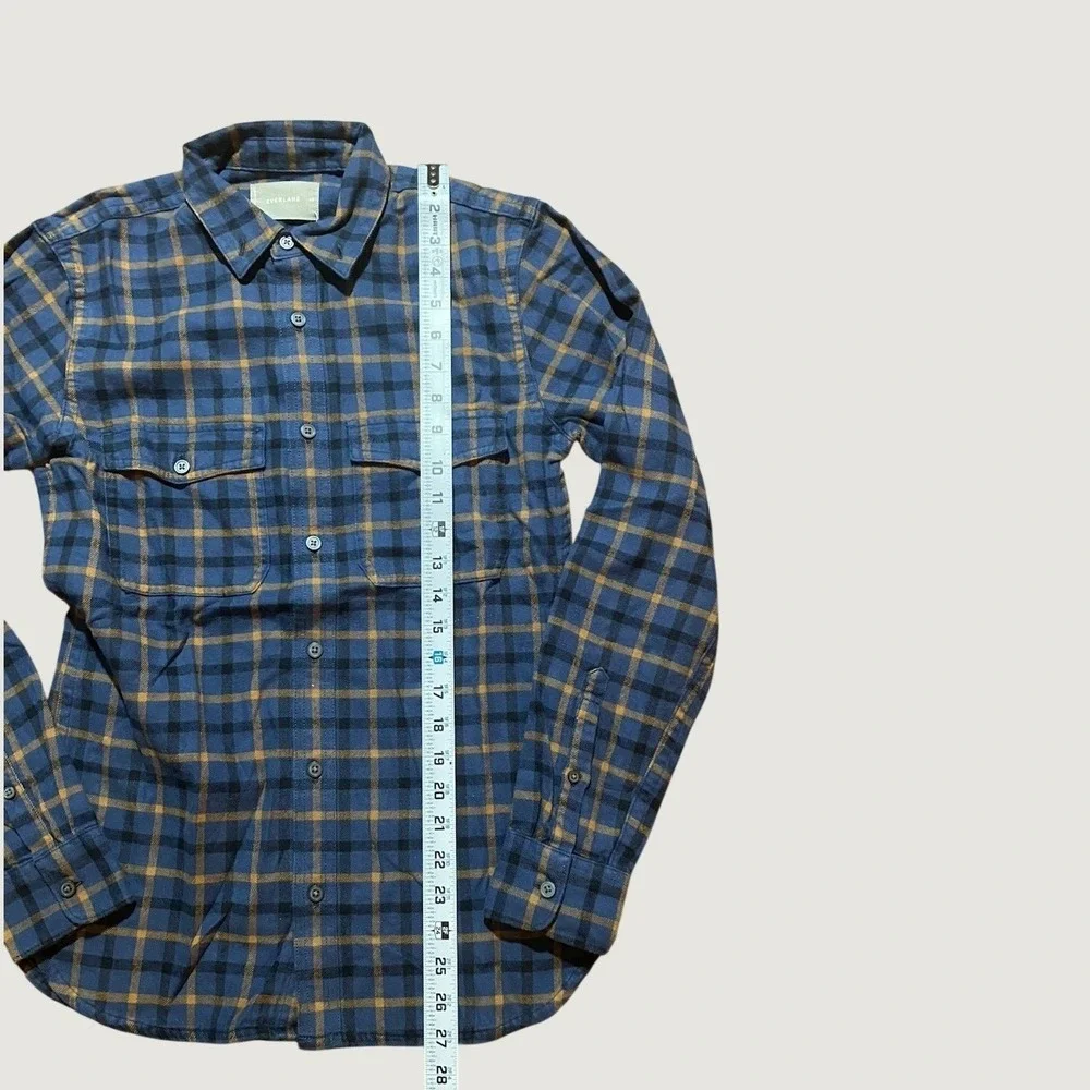 Everlane NWT Men's Flannel Button Up Shirt XS Blue Plaid Long Sleeve Fall